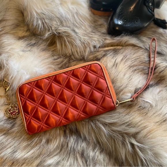 Marc Jacobs The Quilted Softshot Standard Continental Wallet Orange & Rose Gold - Picture 1 of 9